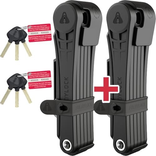 FoldyLock Elite 2x Fahrradschloss mit Schlüssel – Patentiertes Faltschloss Set mit Halterung - Testsieger Sold Secure Gold Fahrrad Zubehör - Hohe Sicherheit für City Bikes und eBike – 110 cm