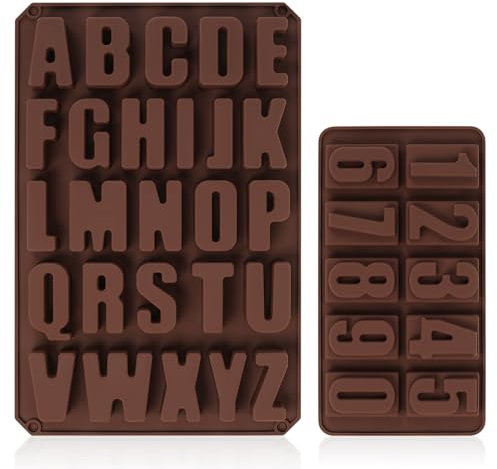 Stampi in Silicone per Cioccolato, Stampi in Silicone con Lettere e Numeri, Stampo in Lettera A-Z e Numeri 0-9 per Artigianato Fai Da Te Stampo per Sapone Gesso Torte Biscotti