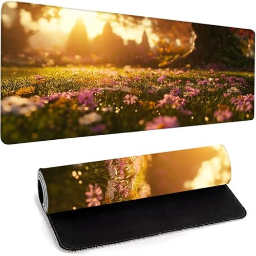 Mouse Pad, Premium-Textured Square Mousepad 1500 x 800 x 3mm, Gaming Mouse Pad Stitched Edge Anti-Slip Waterproof Rubber Mouse Mat, mousemat Pretty Cute Mouse Pad for Office Gaming Black Landscape 0-C