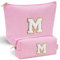 Parima Buchstaben Kosmetiktasche Damen Mädchen, 2 Stück Rosa Kosmetiktasche Danke Geschenk Personalisierte Geschenke für Frauen Mama Geschenke Freundinnen Schwester Mädchen Kosmetiktasche Buchstaben M