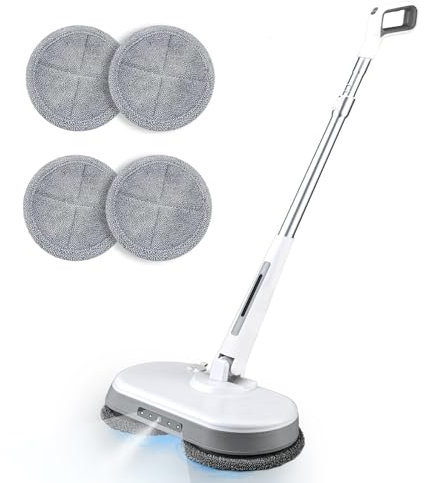 Cordless Electric Mop, Dual Motor Powerful Spin Mop 2000 mAh, Floor Polisher,1H Rechargeable Power Mops with LED Light/Water Sprayer, Electric Mops for Floor Cleaning for Hardwood, Tile, Rotate 180°