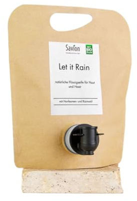 Savion Let it Rain Flüssigseife | Bio & Vegan | Hanf & Rizinusöl | Natürliche Haarpflege | Sanfte Reinigung: Flüssigseife für Haut & Haar (2500 ml)
