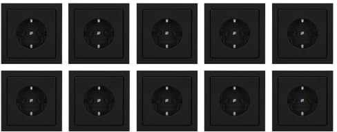 10 Stück Busch-Jaeger future linear SCHUKO Steckdosen-Set 1-fach | 10× 20 EUC-885 SCHUKO Steckdose und 10× 1721-885K Abdeckrahmen 1-fach, schwarz matt