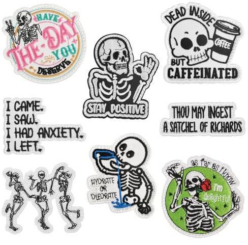 ZESION Funny Skull Tactical Hook and Loop Patch for Tactical Backpacks, Undershirts, Jackets, Jeans and Hats/8Pcs