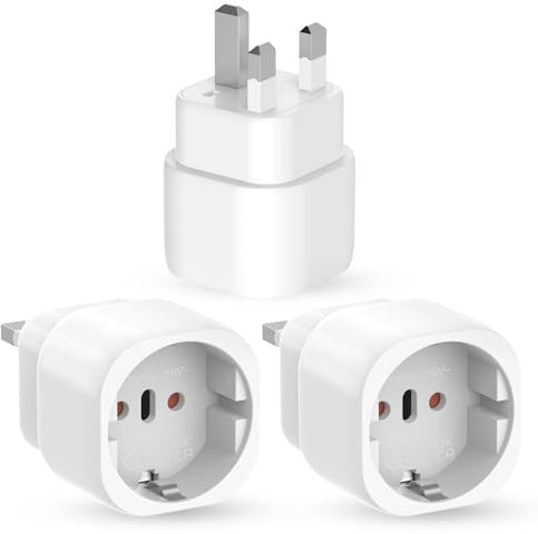 3 Pièces Adaptateur Prise Anglaise, Prise Anglaise Adaptateur Francais, Adaptateur de Voyage France vers UK, Adaptateur Voyage pour Irlande, Angleterre, Ecosse, Dubaï, Malte, Adaptateur Type G (Blanc)