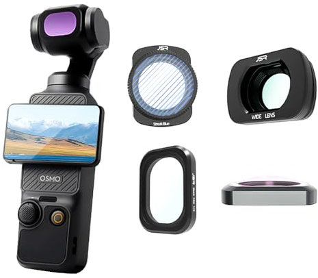 Magnetic Filter Kit for Wide-Angle Lens & 1/4 Black Mist & Blue Streak & Macro Filter Set for DJI OSMO Pocket 3，Optical Glass/HD/Multi-Coated Filters