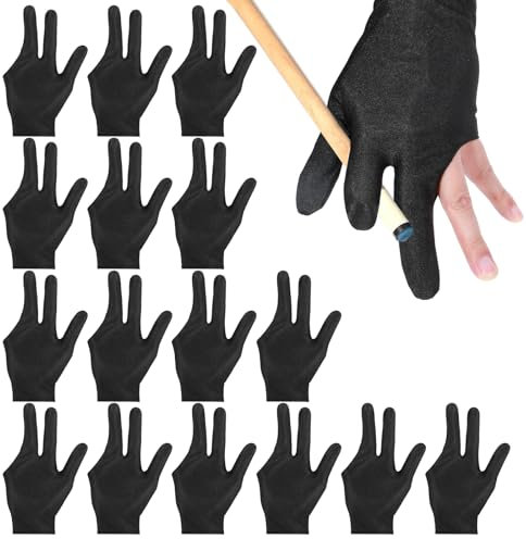 EupHHonycs 16 Stück Billard Handschuh 3 Finger Professionelle Billard Handschuhe, Atmungsaktive Billard-Handschuhe, Billard Schützen Sport Zubehör Für Frauen Männer Billard Schützen Sport Zubehör