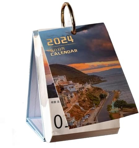 Faeymth 1 Stück Reisekalender 2024, Kreativer Welt-Beauty-Kalender, Individueller Tischkalender