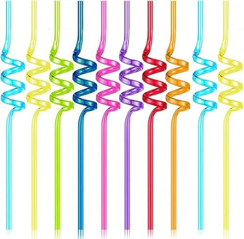 10 Pieces Curly Straws,Silly Straws,Straws Reusable,Novelty Curly Party Straws for Kids Birthday,Party Straws for Bar Beverage Shop Weddings Birthdays Family Reunion