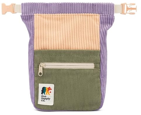 Oso Supply Co - Retro Corduroy Bouldering Bucket, Large Size Freestanding Chalk Bag for Rock Climbing, Magnetic Roll Down Closure, Dual Brush Loops, Zippered Pockets and Pouch
