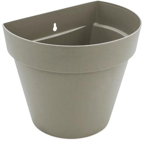 Spetebo Kunststoff Wand Blumentopf für Außen 28 x 20 cm - Sand - Blumen Wandtopf halbrund frostbeständig - Outdoor Deko Wandampel Hängetopf Wandvase Pflanztopf zur Wandmontage