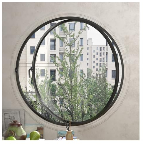AMUFJJ Finestre Finestra scorrevoli Finestre Rotonde per Interni Apribili, Sostituzione di Finestre Circolari in Alluminio Pollai/seminterrati, Finestra Rinforzata Capannoni(Dia 1.3ft (40cm))