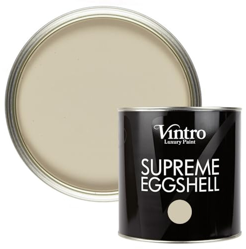 Vintro Paint | Eggshell Paint | for Walls | Wood | Trim | Satin Furniture Paint | Interior & Exterior Use. (Light Beige - Pebble, 2.5 Litres)