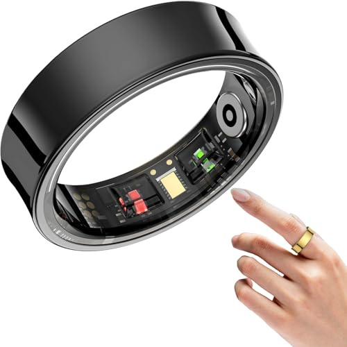 Korons Smart Ring, Anello for La Salute Con Ip68 Impermeabile, Leggero E Confortevole, Compatibile Con Android E Ios, Dispositivo Indossabile, Contapassi E Monitoraggio Della Distanza(Black,#13)