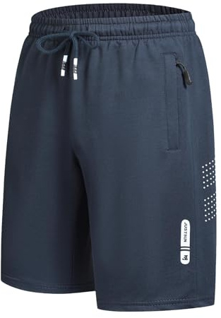 FizzPop Kurze Hosen Herren Shorts Sporthose Herren Kurz Sommer Jogginghose Sport Sweatshorts Männer Baumwolle Stretch mit Reissverschluss Blau 2XL