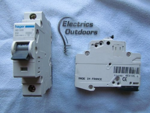 Hager 6 AMP TYPE D 10 kA MCB CIRCUIT BREAKER 230/400V ND106 464106