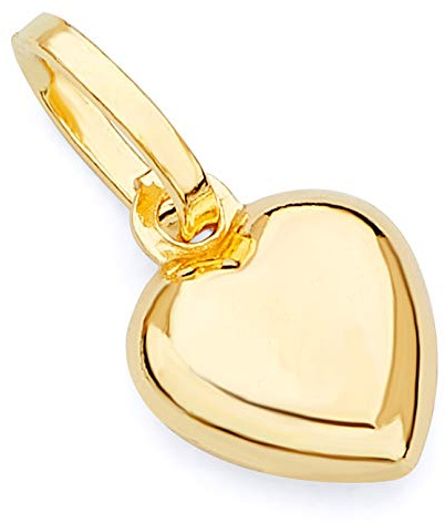 14k REAL Yellow Gold Heart Charm Pendant