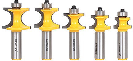 Yonico 13516 5 Bit Corner Bead Router Bit Set 1/2-Inch Shank