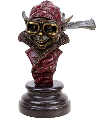 Kunst & Ambiente Gnom Figur aus Bronze Berti der Bruchpilot Kobold Figur
