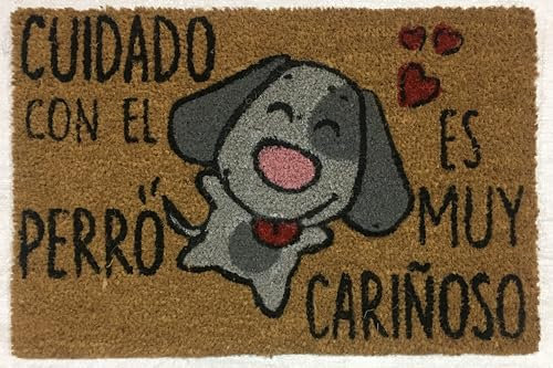 Koko Doormats Cuidado con el Perro, Felpudo Divertido y Original para Entrada de Casa, PVC, Coco, 40 x 60 cm