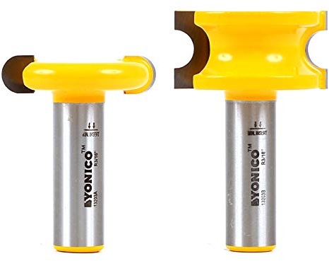 Yonico 13203 3/8-Inch Bead 2 Bit Canoe Joint Router Bit Set 1/2-Inch Shank