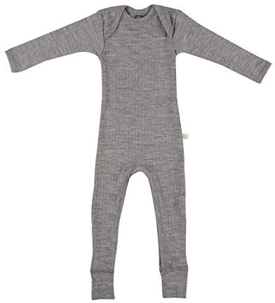 Dilling Baby Body in breitem Ripp aus 100% BIO-Merinowolle Graumeliert 62