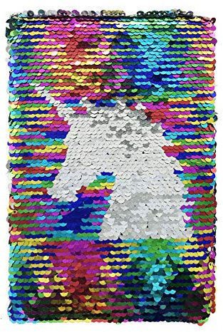 EXERZ A5 Reversible Pailletten Notizbuch/Journal, Meerjungfrau Tagebuch/Magie Notizblock, Für Büro/Schule/Geschenk. Modisch Zu Besitzen, Verwenden (Regenbogen/Einhorn)