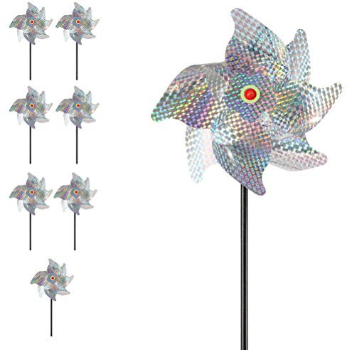 Gutyan Vogelabweisende Windräder für Vogelscheuchen 8 Set Reflective Bird Repellent Windmill Windräder mit hoher Reflektion