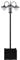 Lampadaire de jardin luminaire extérieur solaire LED 3 têtes 150 Lm jardinière intégrée dim. 41,5L x 41,5l x 189H cm noir