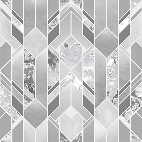 Elixir Geometric Marble Wallpaper Grey Silver Metallic YöL Vinyl Modern