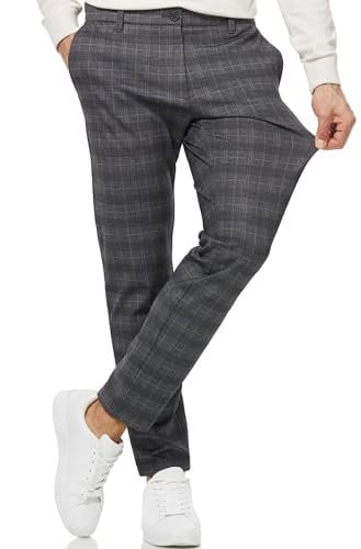 Indicode Herren Rodekro Performance Pants | Chinohose Herrenhose Super Stretch Stoffhose Bequeme Business Hose für Männer Check, 33/32