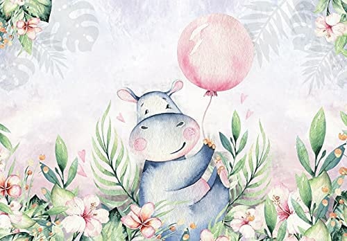 Fototapete Kinderzimmer Hipo Nilpferd Tiere Mädchen Jungen Wandtapete Vlies Tapete Latexdruck UV-Beständig Geruchsfrei Hohe Auflösung Montagefertig (13638, V8 (368x254 cm) 4 Bahnen)