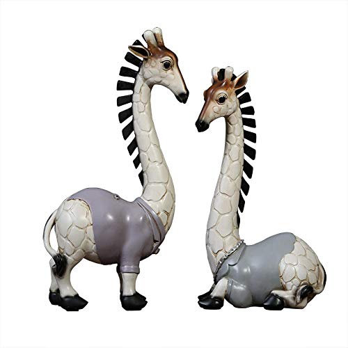 FENGWXINW Dekoartikel Tierstatuen Gartenfiguren Retro-Nostalgische Studiendekoration Der Großen Und Kleinen Giraffe Retro-Kunsthandwerk-Geschenkdekoration