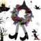 YUET Señal Decoración de Corona para Puerta de Halloween, Sombrero de Pierna de Bruja para Colgar Vintage Guirnalda de decoración de Hoja de Arce de Calabaza para Leg Wreath