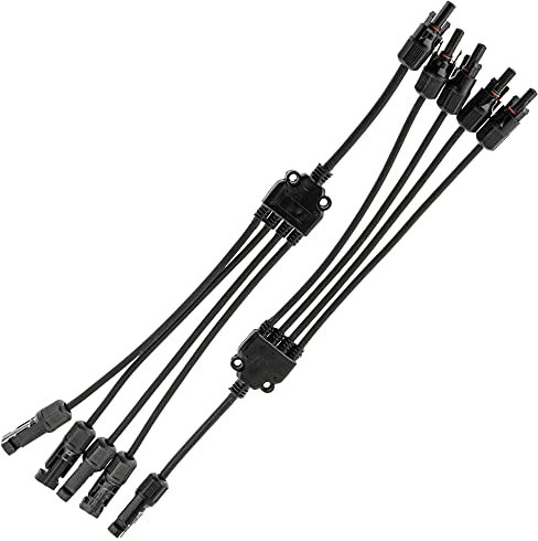 SeKi Y-Stecker 4-fach Y Verbinder/Verteiler/Abzweigbuchsen mit Kabel zur Parallelschaltung von Solarmodulen; SET Zweiteilig; Solar Panel Parallel-Adapter; PV Stecker geeignet für Inselanlagen