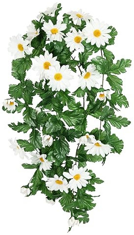 Flair Flower Margeritenhänger Girlande Pflanze Hängend Hängepflanze Kunstpflanze Kunstblume Gänseblümchen Margeriten Kunst-Pflanze 089131W Weiß 50x25x20 cm