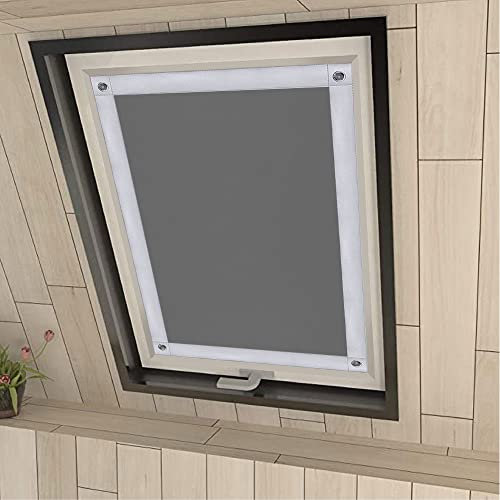 Eurohome 100% Verdunkelung Dachfenster Rollo ohne Bohren Sonnenschutz Verdunkelungsrollo mit Saugnäpfen für Velux-Fenster Grau 60x98 cm für MK06