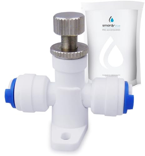 smardy Manueller Durchflussbegrenzer 1/4 Zoll Wasserdurchfluss-Einstellventil Quick-Verbindung Regler für 1/4 (6,35mm) Schlauch Umkehrosmose Wasserfilter Kühlschrank Side by Side