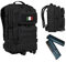 Miltec Zaino Tattico Nero 42L Militare Impermeabile 600D Outdoor con Schienale Traspirante, Tasche MOLLE, Incluso Sacco a Pelo Termico d’Emergenza e Toppa Italia, Escursioni Trekking Campeggio