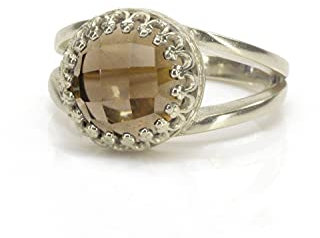 Heilung Quarz Ring von Anemone Schmuck - 925 Sterling Silber mit Rauchquarz Edelstein - Verschiedene Metallarten zur Verfügung - Handgemachter Schmuck für Frauen - Kostenlose Kasten