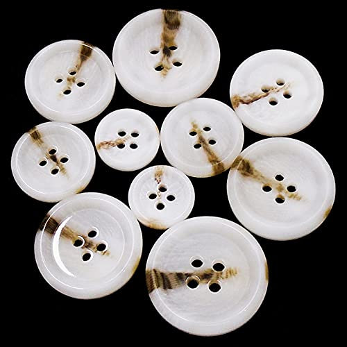 SHANGMAOYO knöpfe Handgefertigte Harzknöpfe, weiße Matte, Lichtleiterkombination, Couture für Hemdmäntel Kleidung dekorativer Knopf Handmade 4 Löcher 18mm-30mm trachtenknoepfe