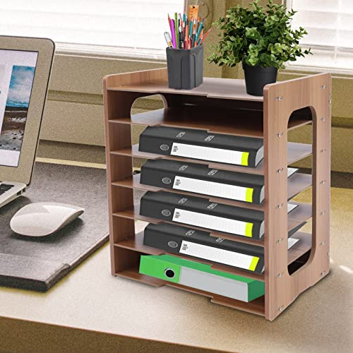 7 Ablagefächer Holz Büro Schreibtisch Organizer Briefablage Dokumentenhalter A4 Papierfach für Zuhause, Büro, Praxis (Dokumentenablage)