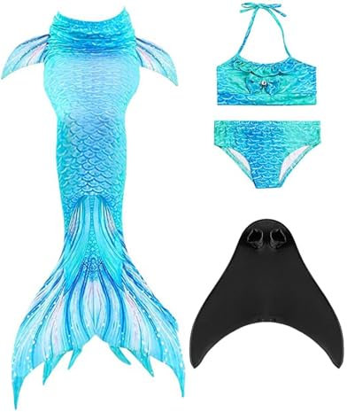 SPEEDEVE Mädchen Meerjungfrauenschwanz Meerjungfrau Flosse Bikini Set,A-dh06,150