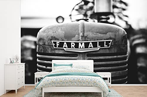 Selbstklebend Tapete Wandpapier Wandaufkleber Fototapete Tapeten Wanddeko 600x400 cm Traktor - Schwarz - Weiß
