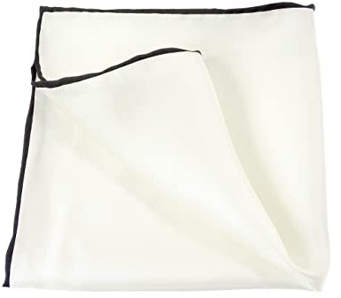 PB Pietro Baldini Einstecktuch aus Seide - Einstecktücher Weiss handrolliert mit farb Absetzung - 30 x 30 cm (Weiß schwarz)
