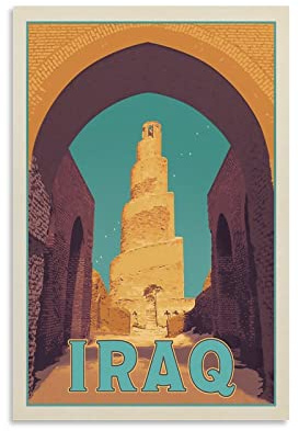 Vintage-Reiseposter Irak-Poster, dekoratives Gemälde, Leinwand, Wandposter und Kunstbild, modernes Familien-Schlafzimmer, Deko-Poster, 30 x 45 cm