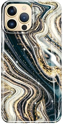 luolnh Gold Glitter Sparkle Case Compatible with iPhone 14 Pro Case Marble Design Shockproof Slim Soft Silicone TPU Bumper Cover Phone Case for iPhone 14 Pro 6.1 Inch 2022(Abstract Gold White)