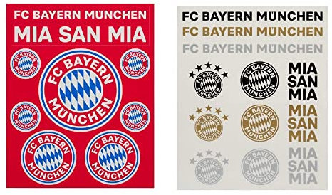 FC Bayern München 2er Set Aufkleberkarte - Schriftzüge & Logo - 21 Einzelsticker Aufkleber FCB