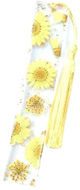 Gänseblümchen-Epoxid-Lesezeichen Getrocknete Blumen-Harz-Lesezeichen Gepresste Blumen-Lesezeichen Transparentes Blumengetrocknete Blumen-Seitenmarkierungs-Acryl-Lesezeichen gelbes Gänseblümchen