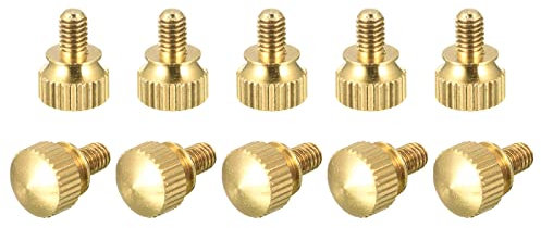 sourcing map 10 Stück Rändelschrauben M4x6mm Messing Schulterschrauben Stufen Griffknöpfe Befestigungen für PC Elektronisch Mechanisch